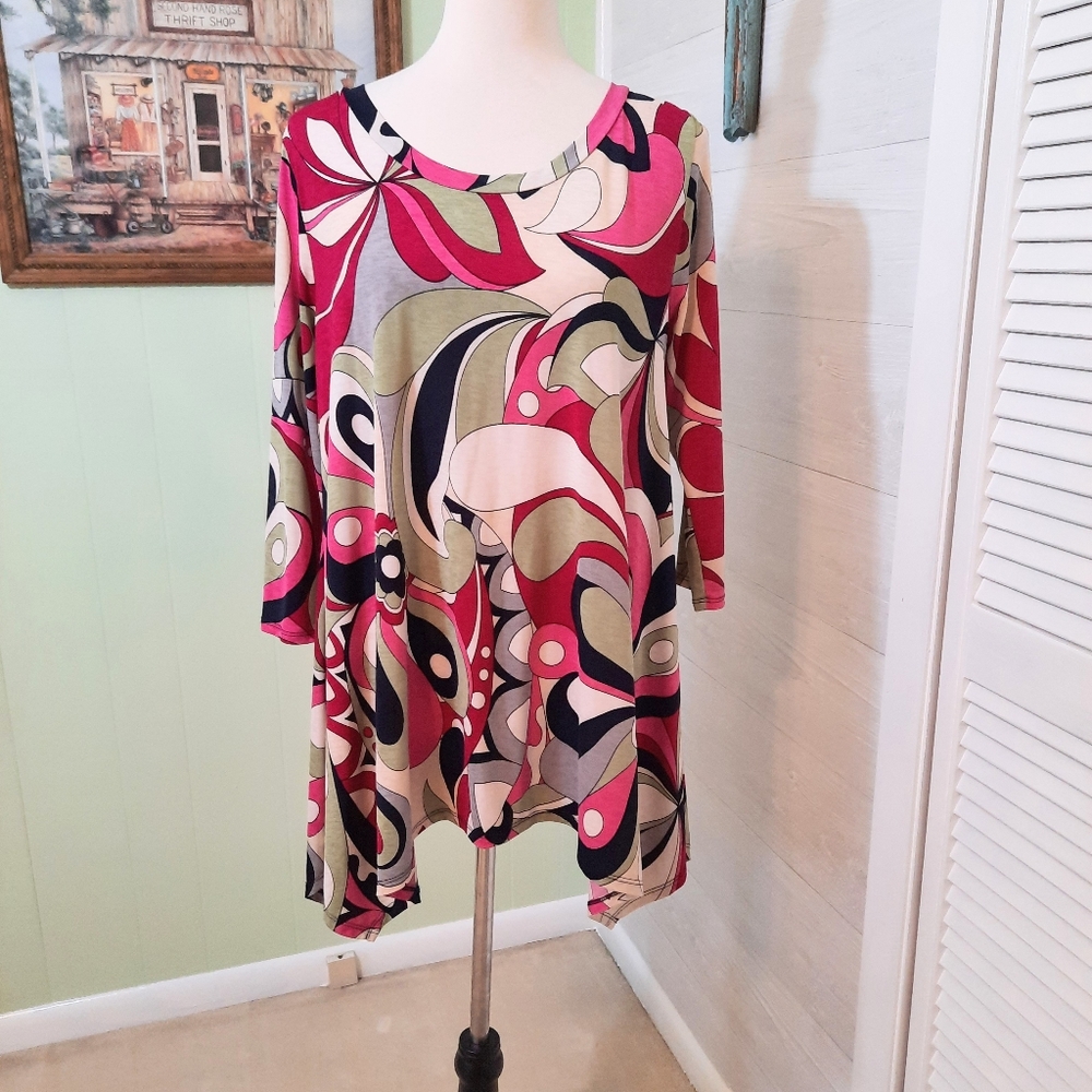 Paisley grace retro sharkbite top blouse medium *D4